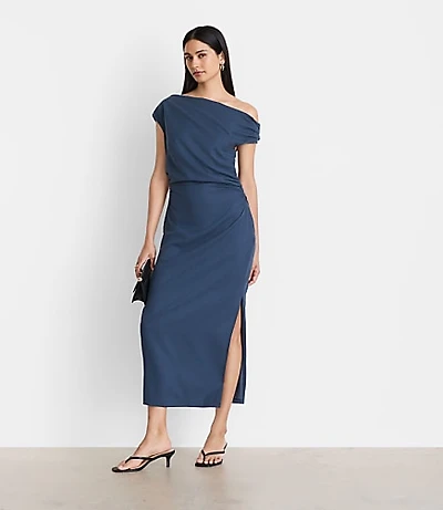 LOFT Versa Pure Spun Off The Shoulder Midi Dress