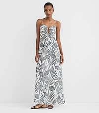 Petite LOFT Beach Palm Hook Keyhole Maxi Dress