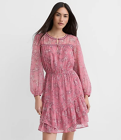 Petite Paisley Ruffle Mini Dress