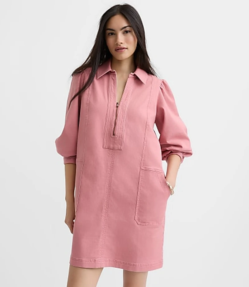 Petite Seamed Zip Mini Pocket Dress