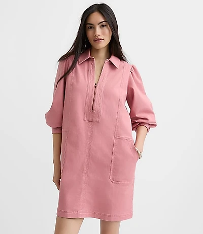 Petite Seamed Zip Mini Pocket Dress