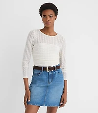 Petite Lace Ruched Bodice Top