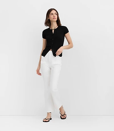Rivete Petite Welt Pocket High Rise Kick Crop Jeans White