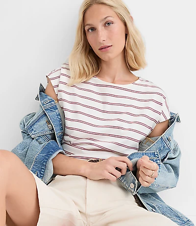 Petite Striped Modern Wedge Tee