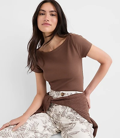 Perfect Ribbed Envelope Neck Tee