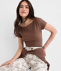 Perfect Ribbed Envelope Neck Tee