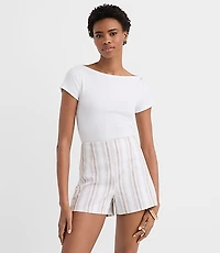 Perfect Ribbed Envelope Neck Tee
