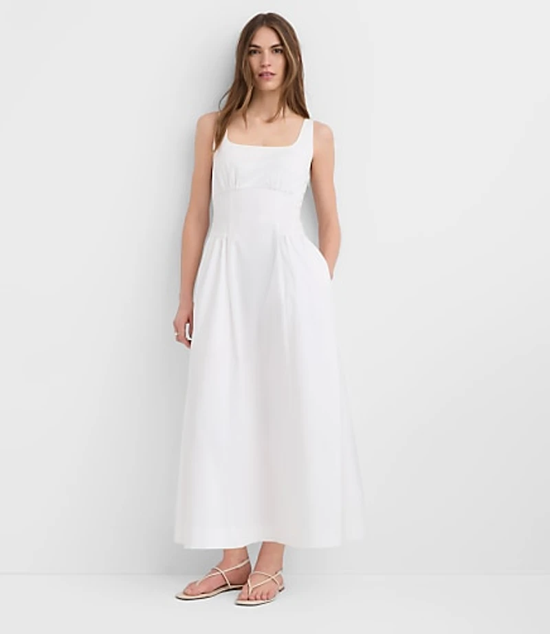 Seamed Waist Midi Pocket Dress