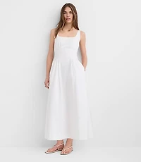 Seamed Waist Midi Pocket Dress