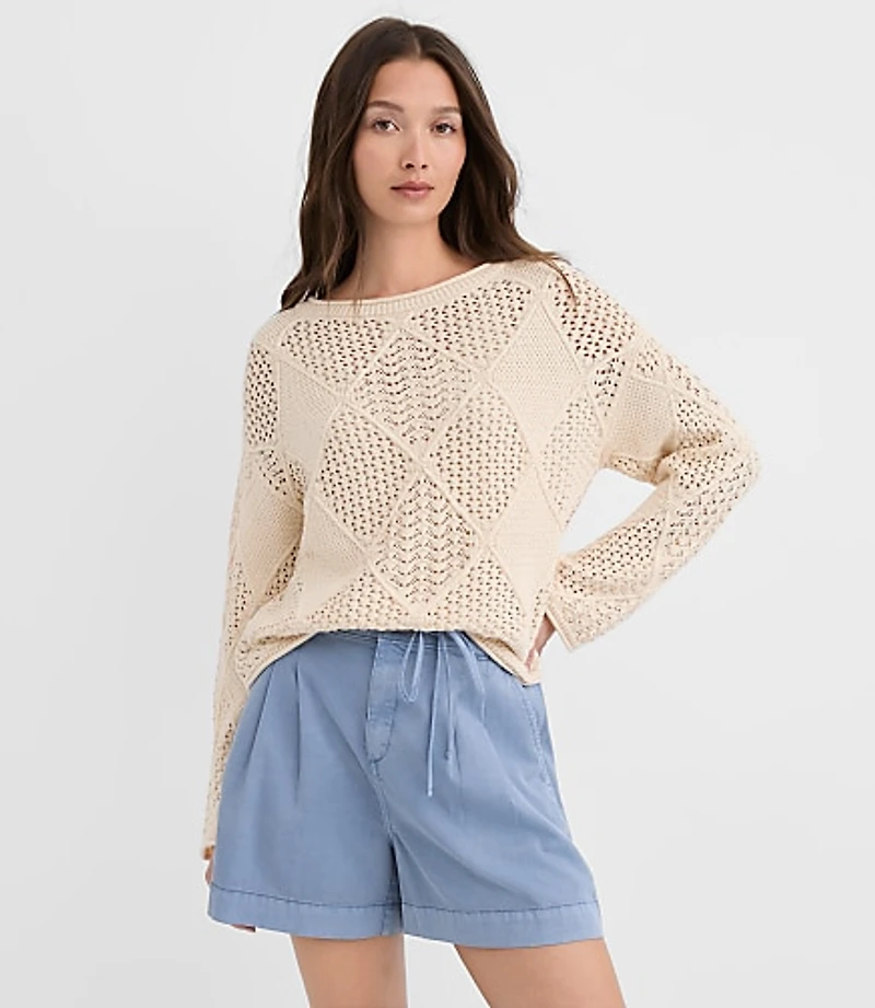 Petite Patchwork Pointelle Sweater