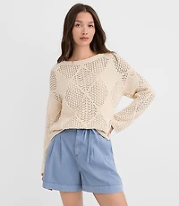 Petite Patchwork Pointelle Sweater