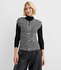 Hammered Metallic Button Ribbed Sweater Vest