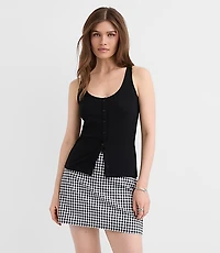 Scalloped Pointelle Button Tank Top
