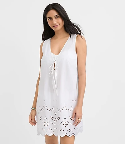 LOFT Beach Eyelet Poplin Swimsuit Coverup
