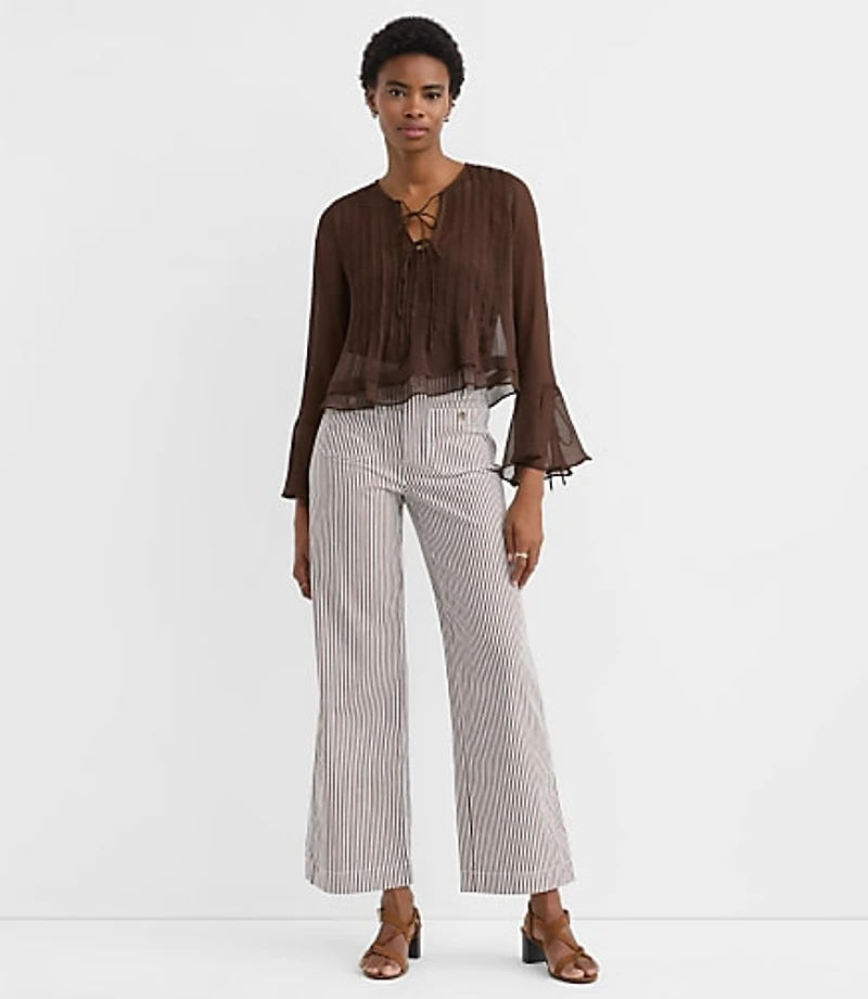 Tall Palmer Wide Leg Crop Pants in Stripe