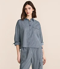 Petite Lou & Grey Striped Pocket Popover Top