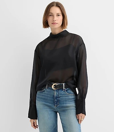 Satin Cami Mock Neck Blouse