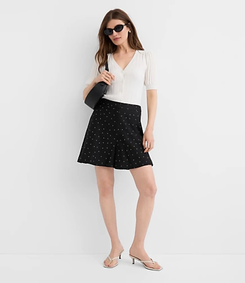 Side Zip Shorts Dotted Linen Blend