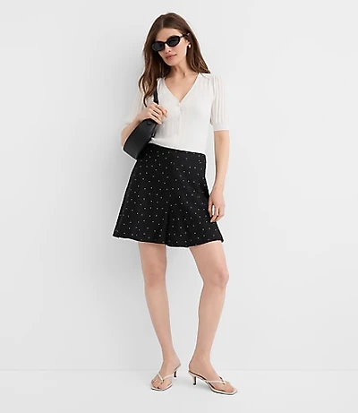 Side Zip Shorts Dotted Linen Blend