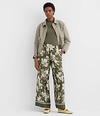 Petite Pull On Wide Leg Pants in Floral