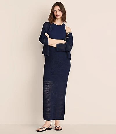 Petite Lou & Grey Mesh Stitch Maxi Sweater Skirt