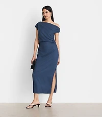 Petite LOFT Versa Pure Spun Off The Shoulder Midi Dress