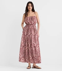 Petite Paisley Tie Strap Bubble Maxi Pocket Dress