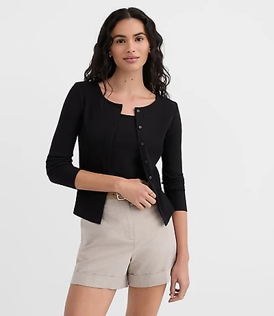 Ruffle Ribbed Cardigan