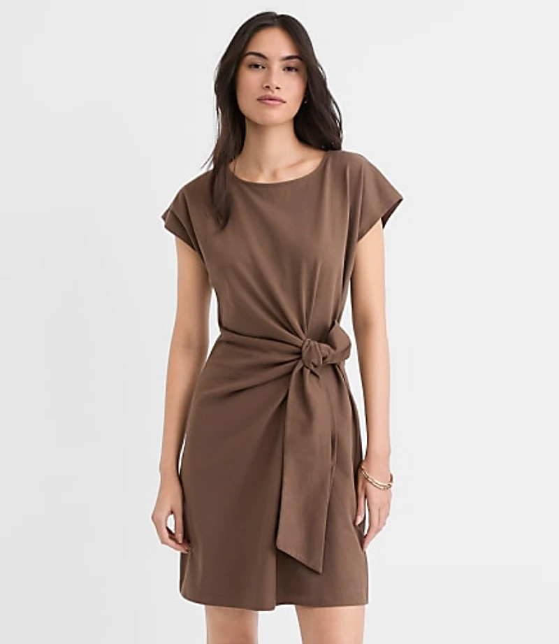 Side Tie Wedge Tee Mini Dress