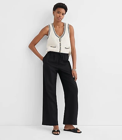 Petite Sawyer Pull On Pants Linen Blend