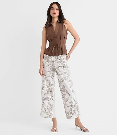 Palmer Wide Leg Crop Pants in Floral Toile