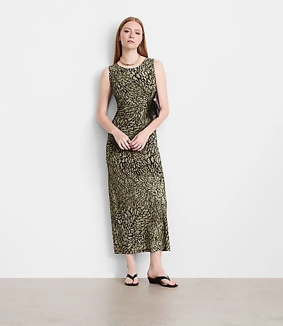 Petite LOFT Versa Animal Print Mesh Maxi Dress