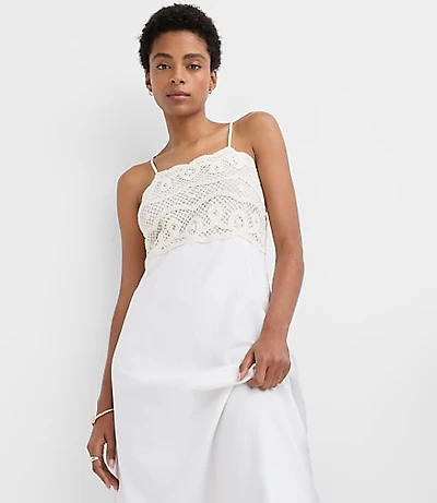 Crochet Linen Cotton Strappy Midi Dress