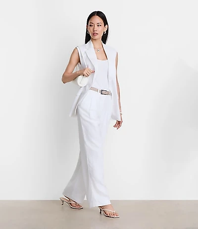 Petite LOFT Versa Luxe Lyocell Linen Pleated Relaxed Straight Pants