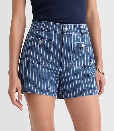 Curvy Palmer Denim Shorts Red Stripe