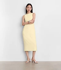 Petite LOFT Versa Crepe Drape Square Neck Midi Dress
