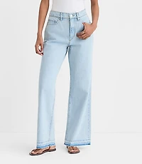 Rivete Tall Curvy Unpicked High Rise Wide Leg Jeans Wave Wash