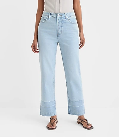 Rivete Petite Curvy Unpicked High Rise Straight Jeans Wave Wash