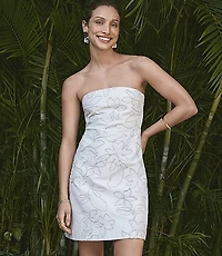 Petite Hibiscus Strapless Mini Dress