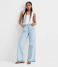 Rivete Tall Unpicked High Rise Wide Leg Jeans Wave Wash