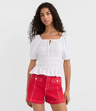 Smocked Puff Sleeve Top
