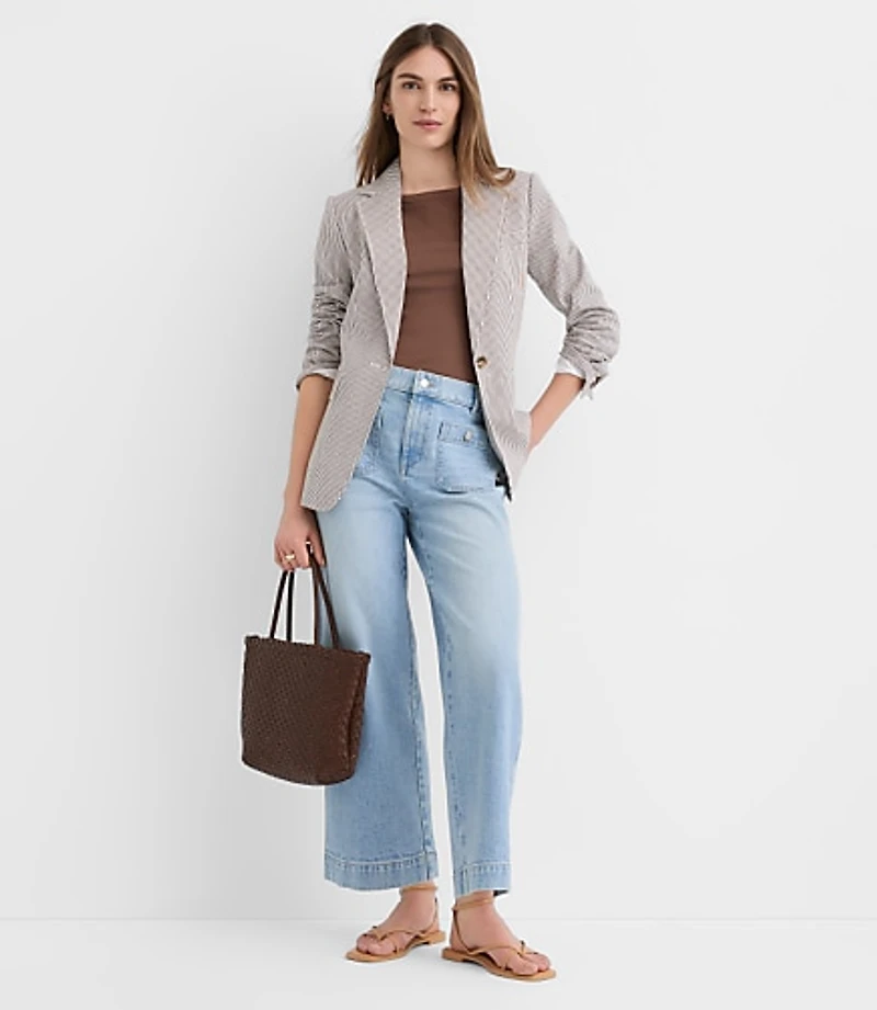 Short Palmer Denim Wide Leg Crop Pants Refined Blue Wash