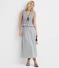 Petite Plaid Smocked Midi Skirt