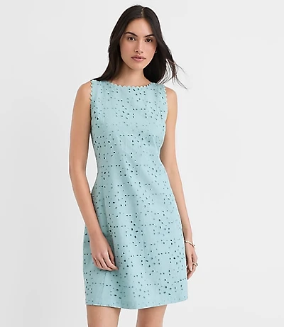 Scalloped Eyelet V-Back Mini Dress
