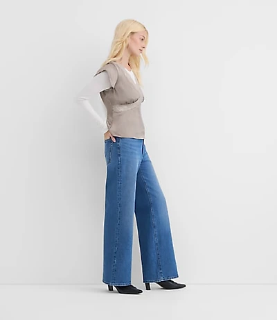 Rivete Short High Rise Wide Leg Jeans Vintage Dark Wash