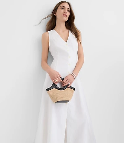 Petite Linen Cotton Vest Midi Dress