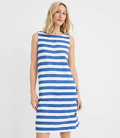 Petite Striped Side Button Mini Dress