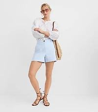Petite Cuffed Shorts Striped Twill
