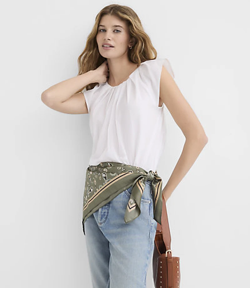 Pleated Keyhole Top
