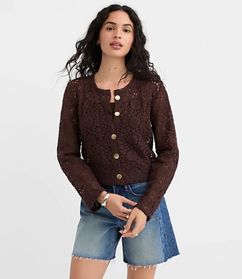 Petite Crochet Cardigan